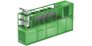 Image of the two pre-assembled modules of a Jenbacher Type 6 generator container for efficient installation and transport Jenbacher Type 6 Two-Module Container Layout